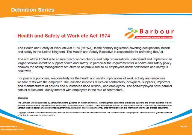 Occupational Health And Safety Act Wall Chart